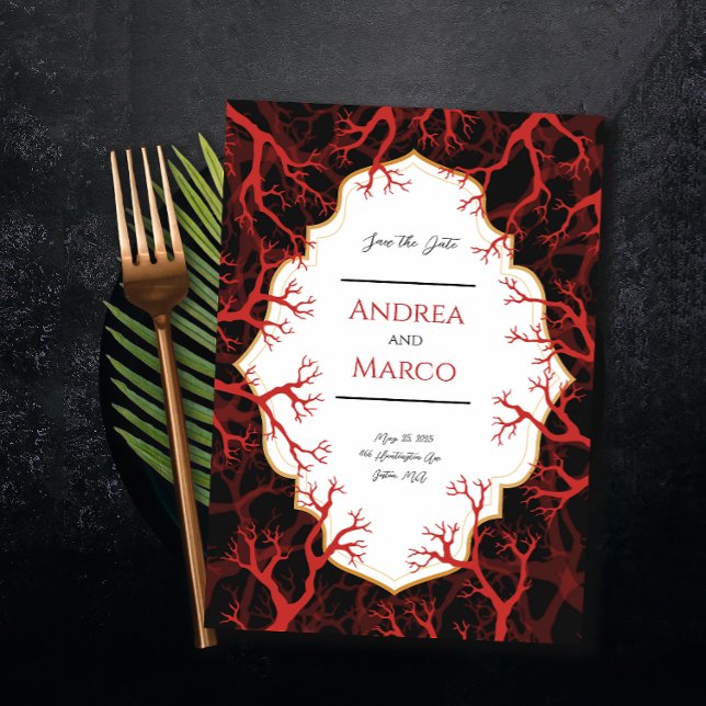 Invitación a la boda gótica negra roja y negra (Subido por el creador)