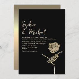 Invitación a la Boda Gótica Negra y Oro
