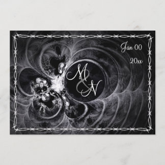 Invitación a la boda gótica por monograma
