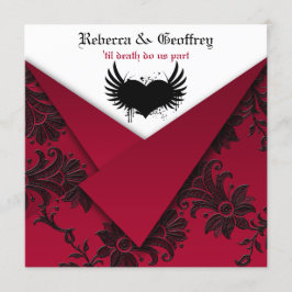 Invitación a la boda gótica roja y negra