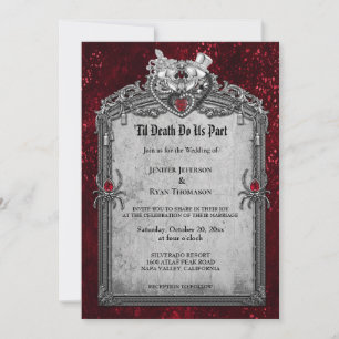 Invitación a la boda gótica romántica floral oscur