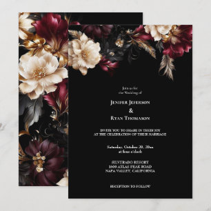 Invitación a la boda gótica romántica floral oscur