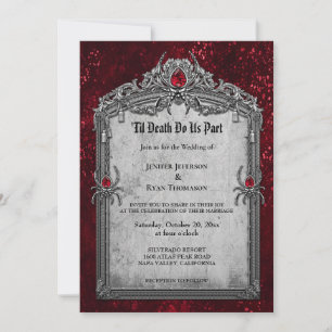 Invitación a la boda gótica romántica floral oscur