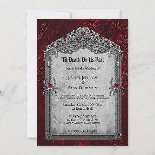 Invitación a la boda gótica romántica floral oscur