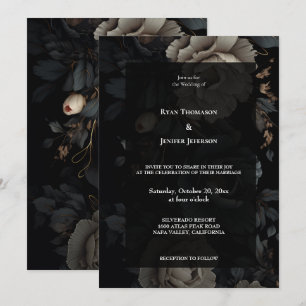 Invitación a la boda gótica romántica floral oscur