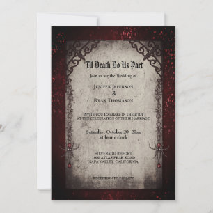 Invitación a la boda gótica romántica floral oscur