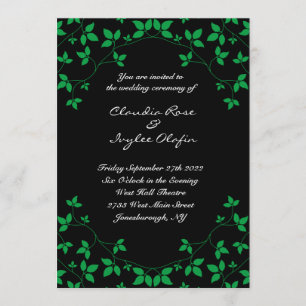 Invitación a la boda gótica verde y negra de marfi