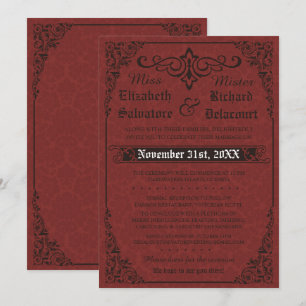 Invitación a la boda gótica victoriana de Damasco 