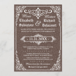 Invitación a la boda gótica victoriana de damasco