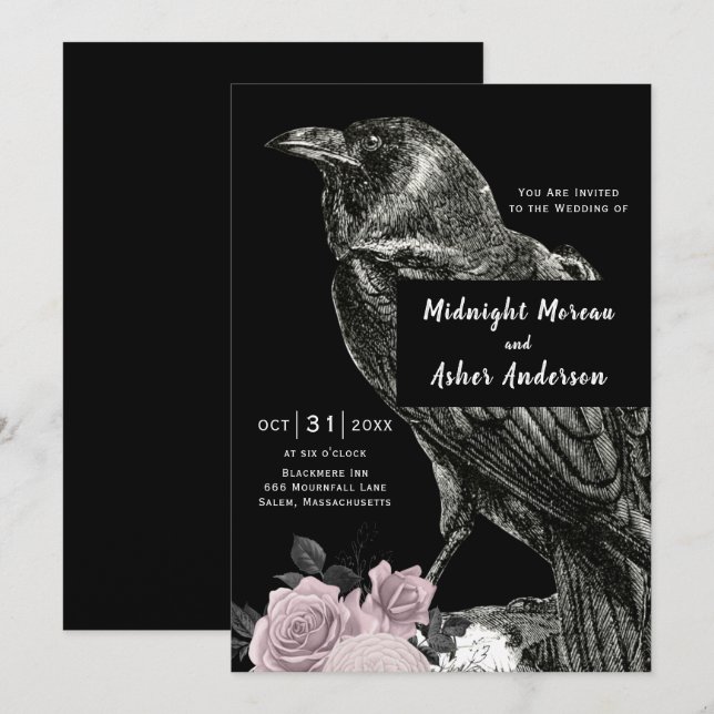 Invitación a la boda gótica vintage (Anverso / Reverso)