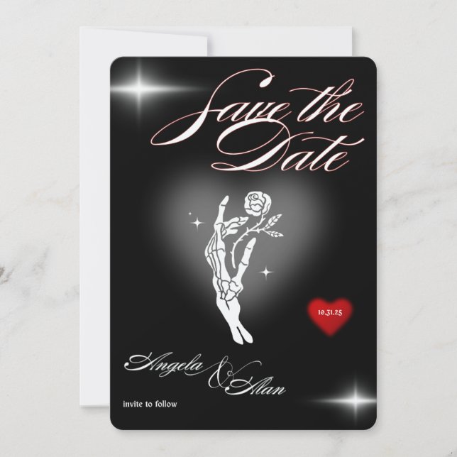 Invitación a la boda gótica vintage (Anverso)