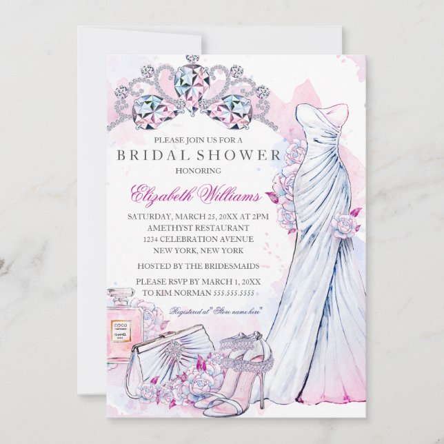 Invitación a la Boda Gown Bridal Shower (Anverso)