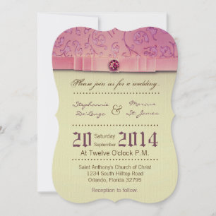 Invitación a la boda Grabado en relieve con joyas