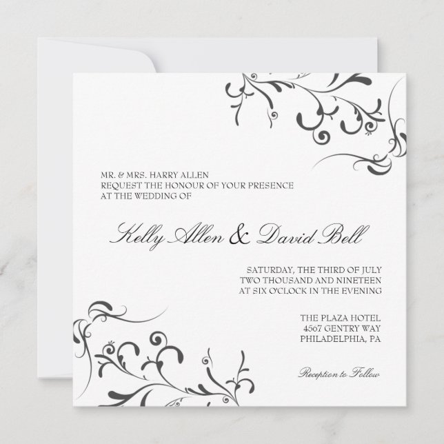 Invitación a la boda| Gracia floral II|bicho (Anverso)