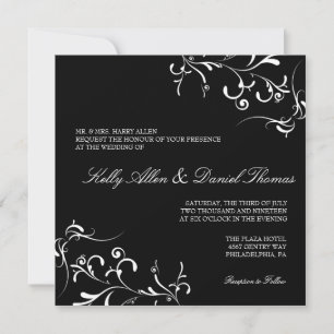 Invitación a la boda Gracia floral II blkw
