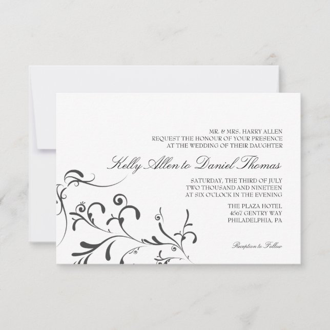 Invitación a la boda| Gracia floral|wb (Anverso)