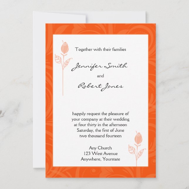 Invitación a la boda gráfica Rosa naranja (Anverso)