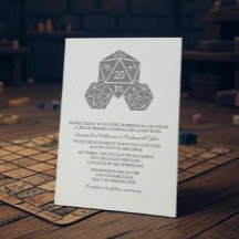 Invitación a la boda gris D20 dados