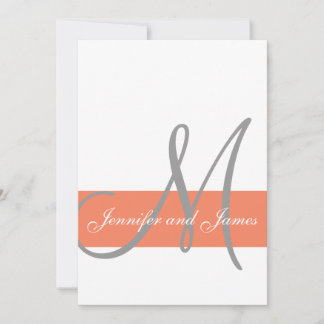 Invitación a la boda gris de coral| Nombres de mon