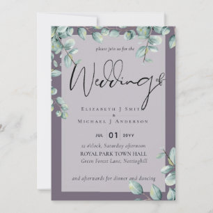 Invitación a la Boda Gris de Eucalyptus Lilac