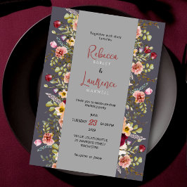 Invitación a la boda gris de flores silvestres mod