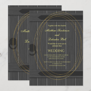 Invitación a la boda gris de la puerta de un estab