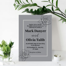 Invitación a la boda gris | Diseño elegante y mode