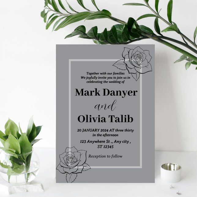 Invitación a la boda gris | Diseño elegante y mode (Subido por el creador)