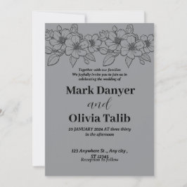 Invitación a la boda gris / diseño simple y románt