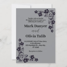 Invitación a la boda gris / diseño simple y románt