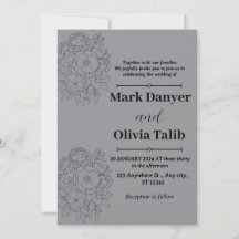 Invitación a la boda gris / diseño simple y románt
