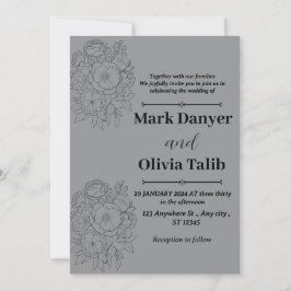 Invitación a la boda gris / diseño simple y románt