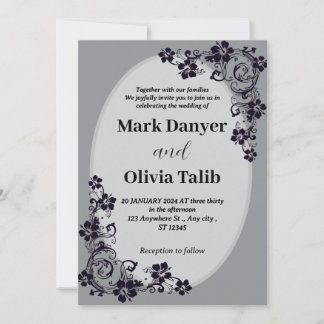 Invitación a la boda gris / diseño simple y románt