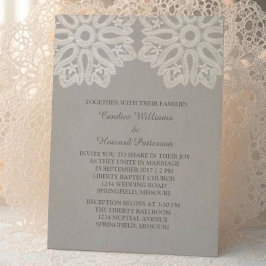 Invitación a la Boda Gris Elegant Lace