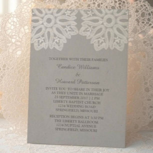 Invitación a la Boda Gris Elegant Lace
