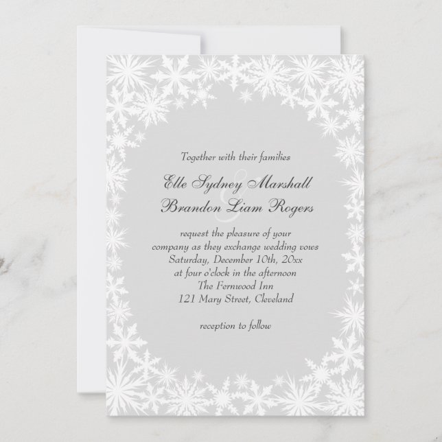 Invitación a la boda gris en invierno (Anverso)
