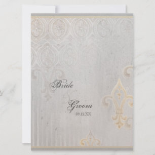 Invitación a la boda gris Fleur di Lys Damask