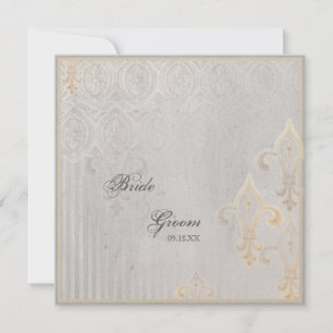 Invitación a la boda gris Fleur di Lys Damask