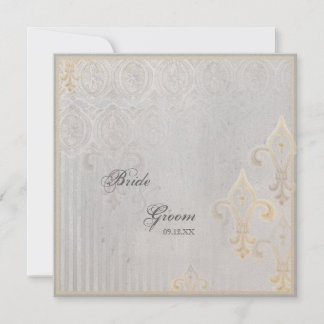 Invitación a la boda gris Fleur di Lys Damask