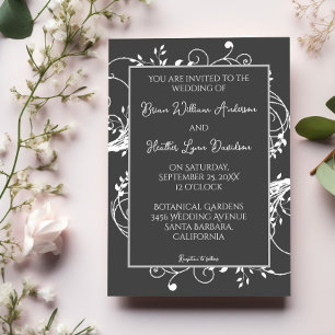 Invitación a la boda Gris Flourish