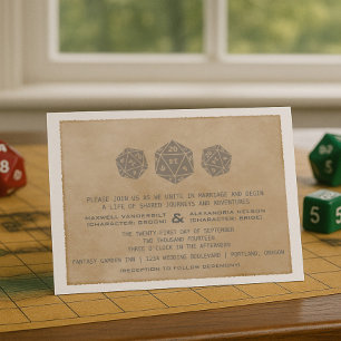 Invitación a la Boda Gris Grunge D20 Dice