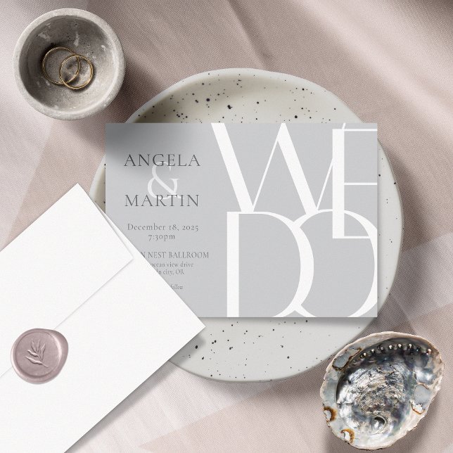 Invitación a la Boda Gris Luz Negrita y minimalist (Subido por el creador)