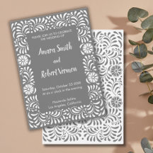 Invitación a la boda gris mexicana Talavera