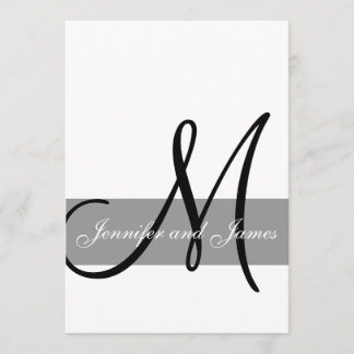 Invitación a la boda gris negra| Nombres de monogr