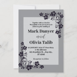 Invitación a la boda gris / simple y romántica