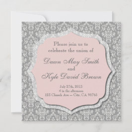 Invitación a la boda gris y melocotón