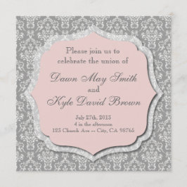Invitación a la boda gris y melocotón