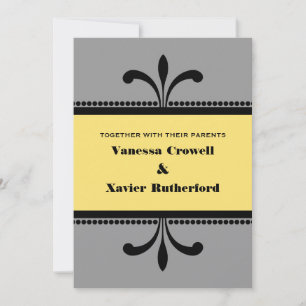 Invitación a la boda grisácea/amarilla
