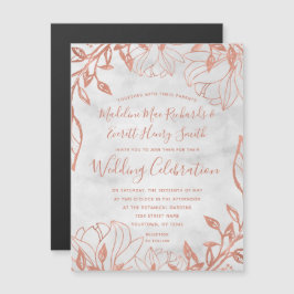 Invitación a la boda grisácea con Rosa de oro