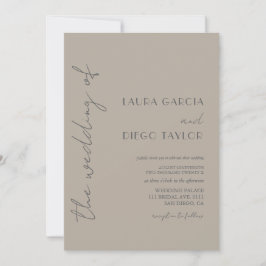 Invitación a la boda grisácea en Beige moderno